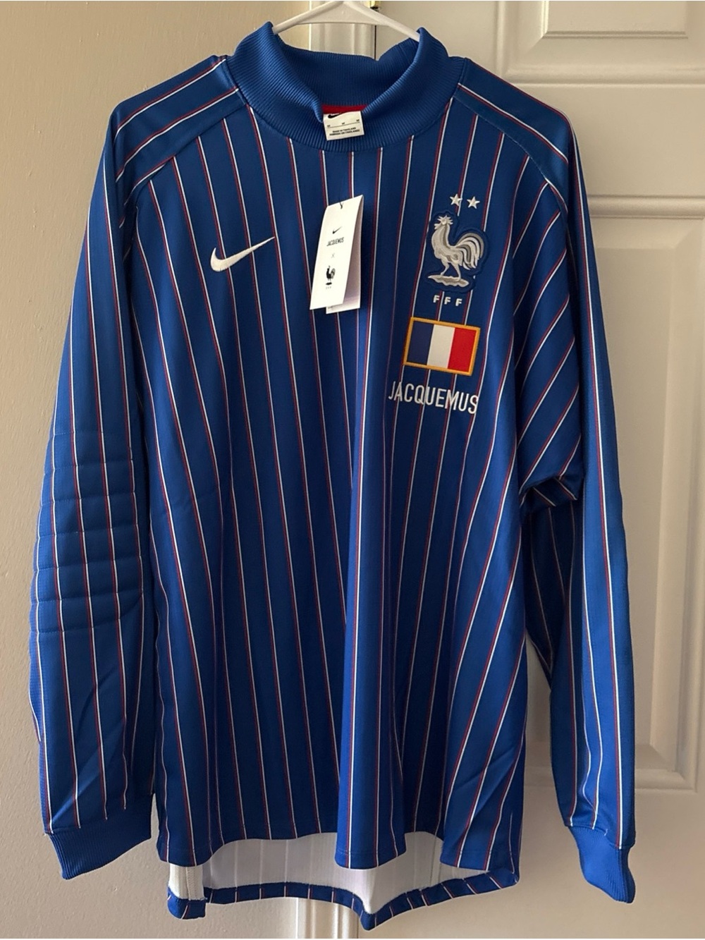 Nike x Jacquemus x France Blue Pinstripe Football Jersey
